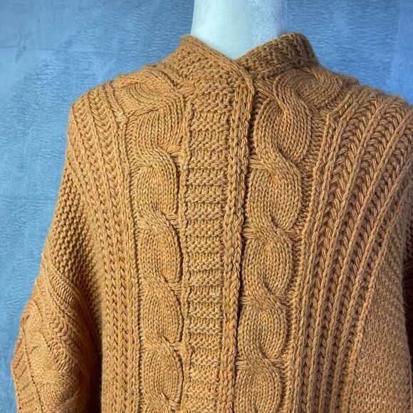 Berretti Made in Italy Alpaca Wool Cable Knit Cardigan | Rust Orange XL - Picture 5 of 16